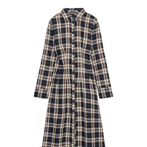 Zara Plaid Pleated Midi Dress - NWT